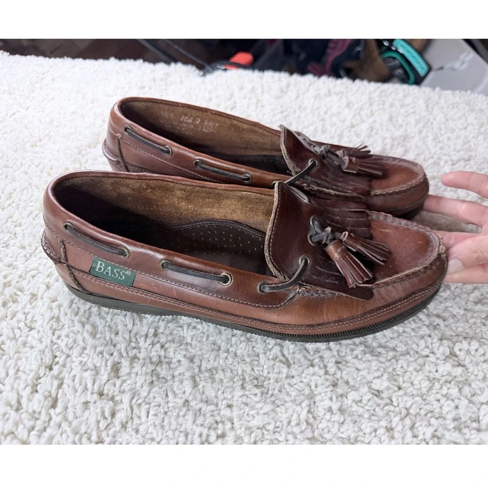 G.H. Bass Boat Shoes Mens 10.5 Brown Leather Tassel Kiltie Loafers Moccasin